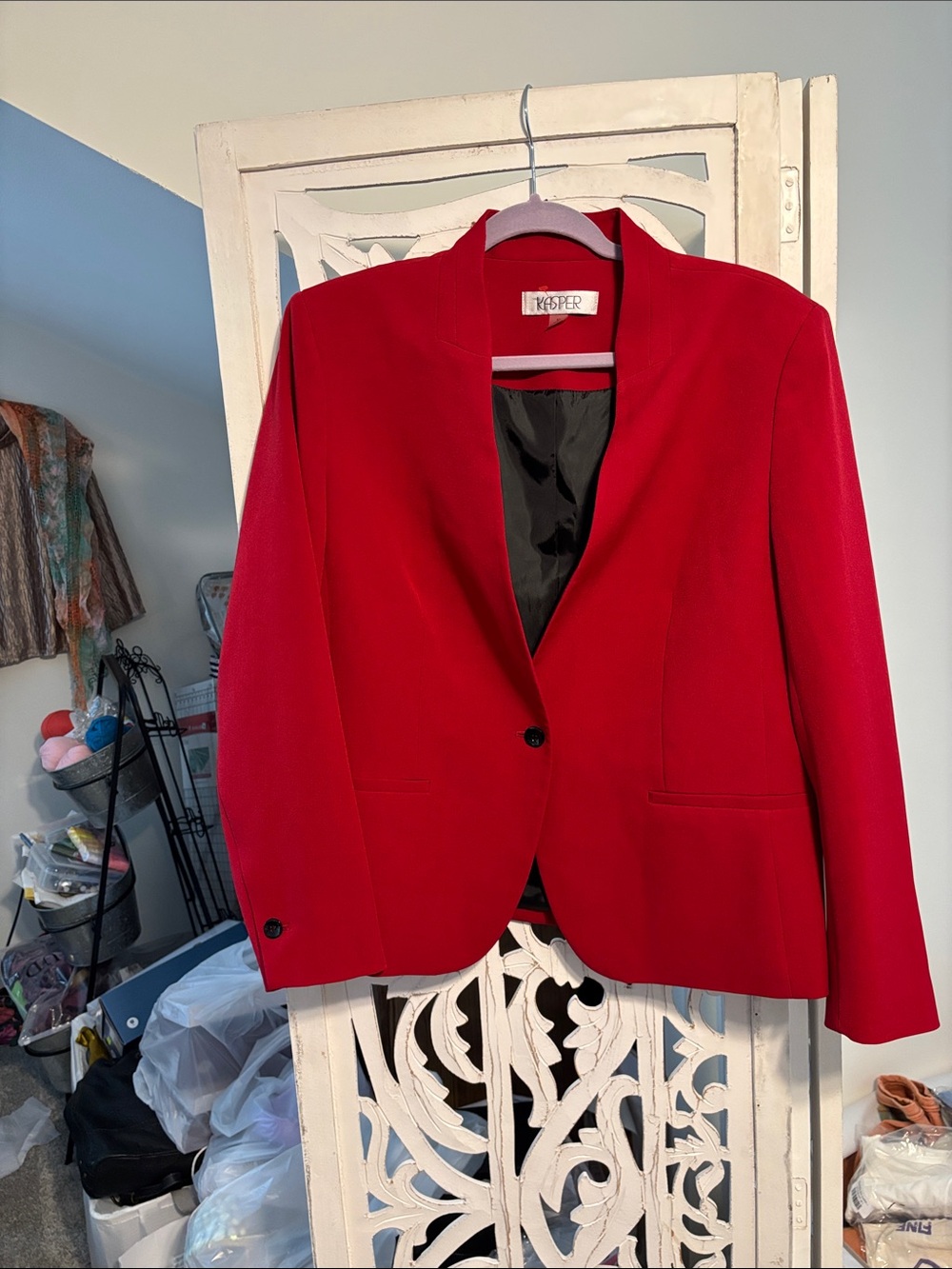 Women's Red Single-Button Blazer